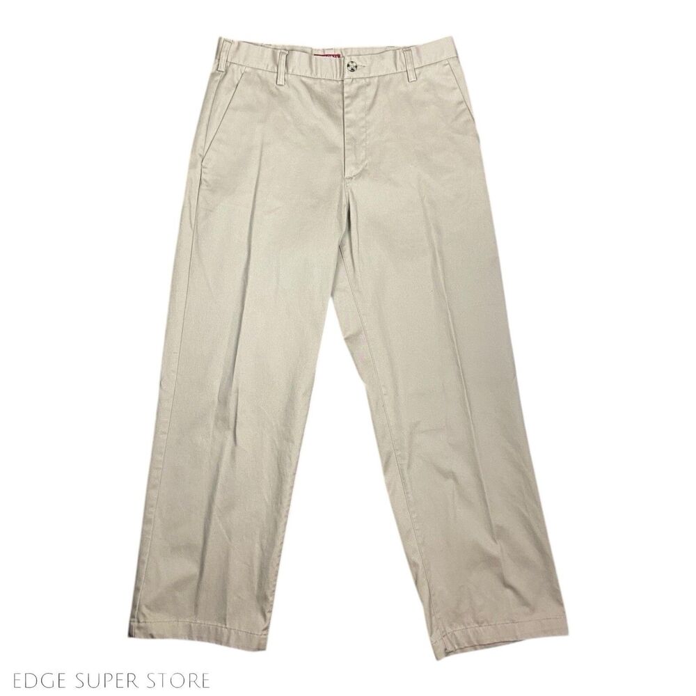 Merona The Ultimate Khaki Tan Cotton Flat Front Work Dress Pants Size 33 X 30